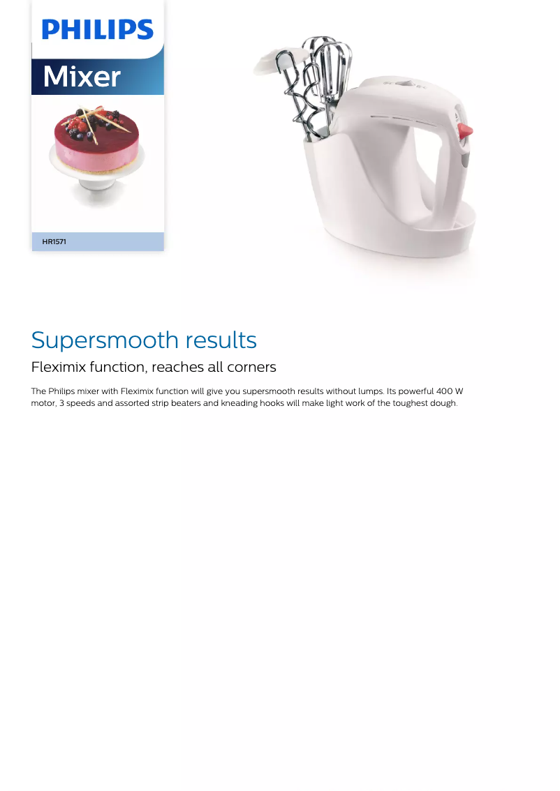Page 1 of the manual Technical Sheet Philips HR1571