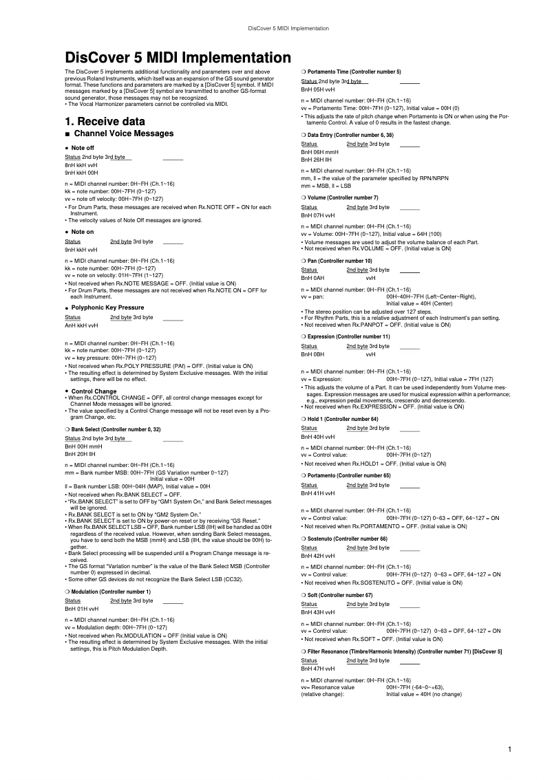 Page 1 de la notice Manuel utilisateur Roland DisCover 5