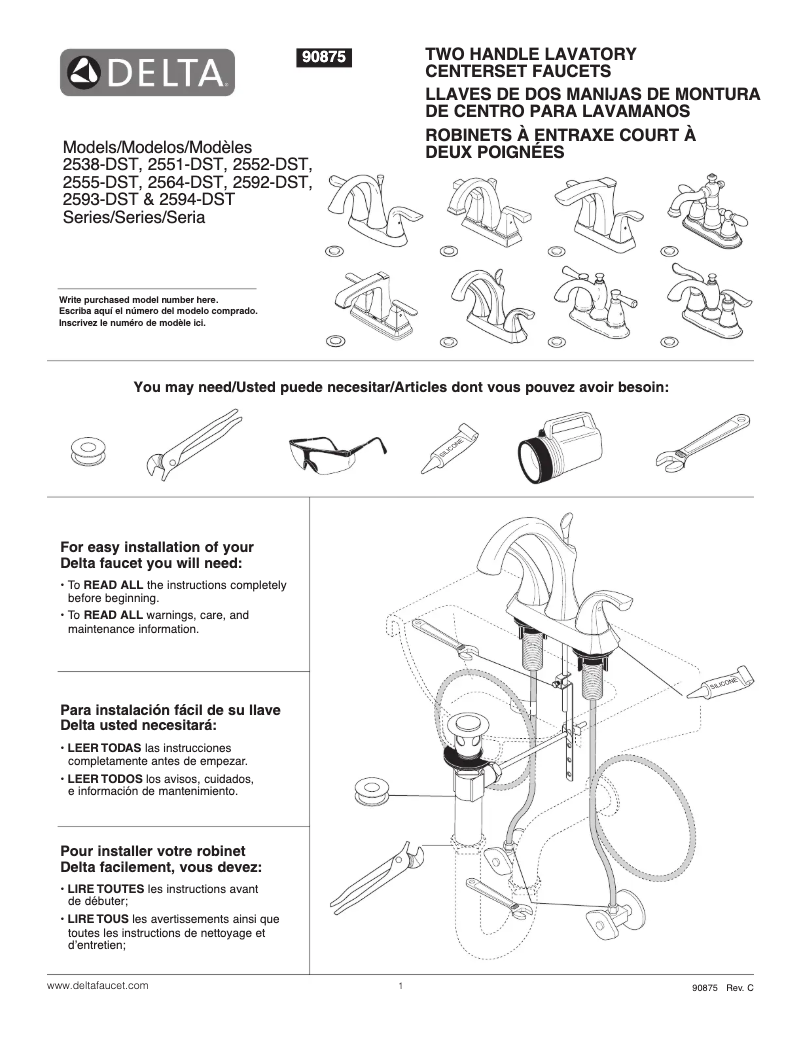 Página 1 del manual Ficha técnica Delta 2594-SSMPU-DST