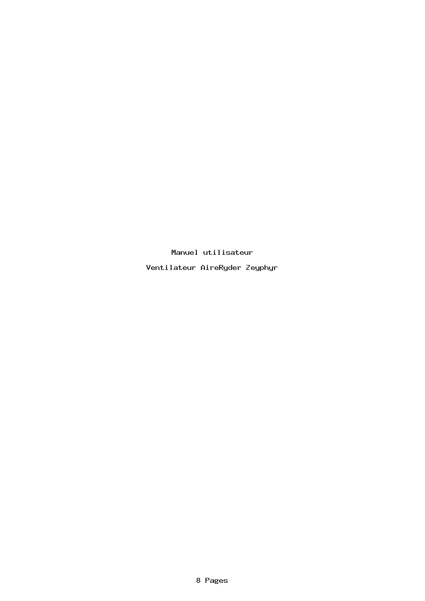 Page 1 de la notice Manuel utilisateur AireRyder Zeyphyr