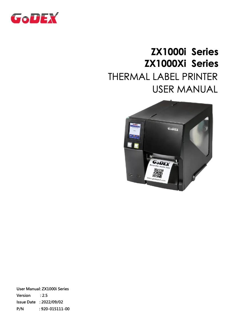 Page 1 of the manual User Manual Godex ZX1200Xi