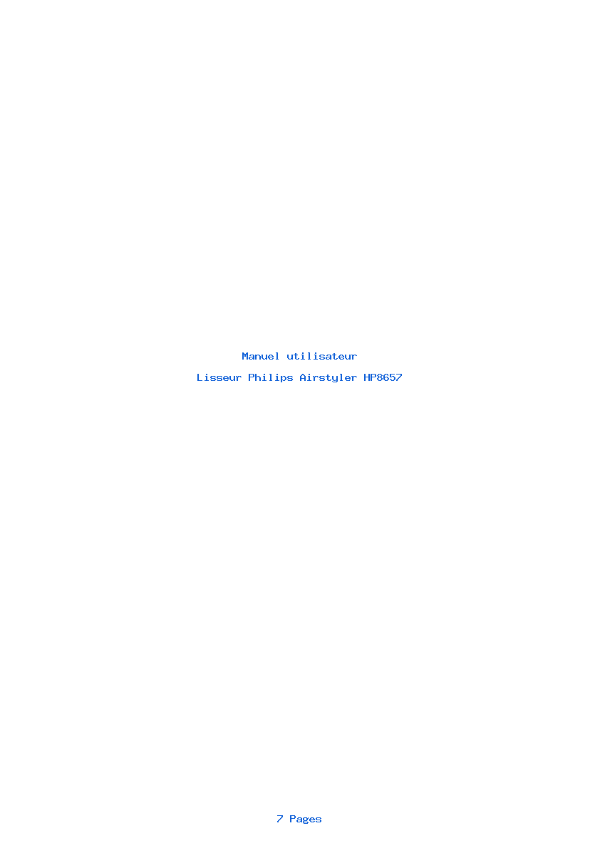 Page 1 de la notice Manuel utilisateur Philips Airstyler HP8657