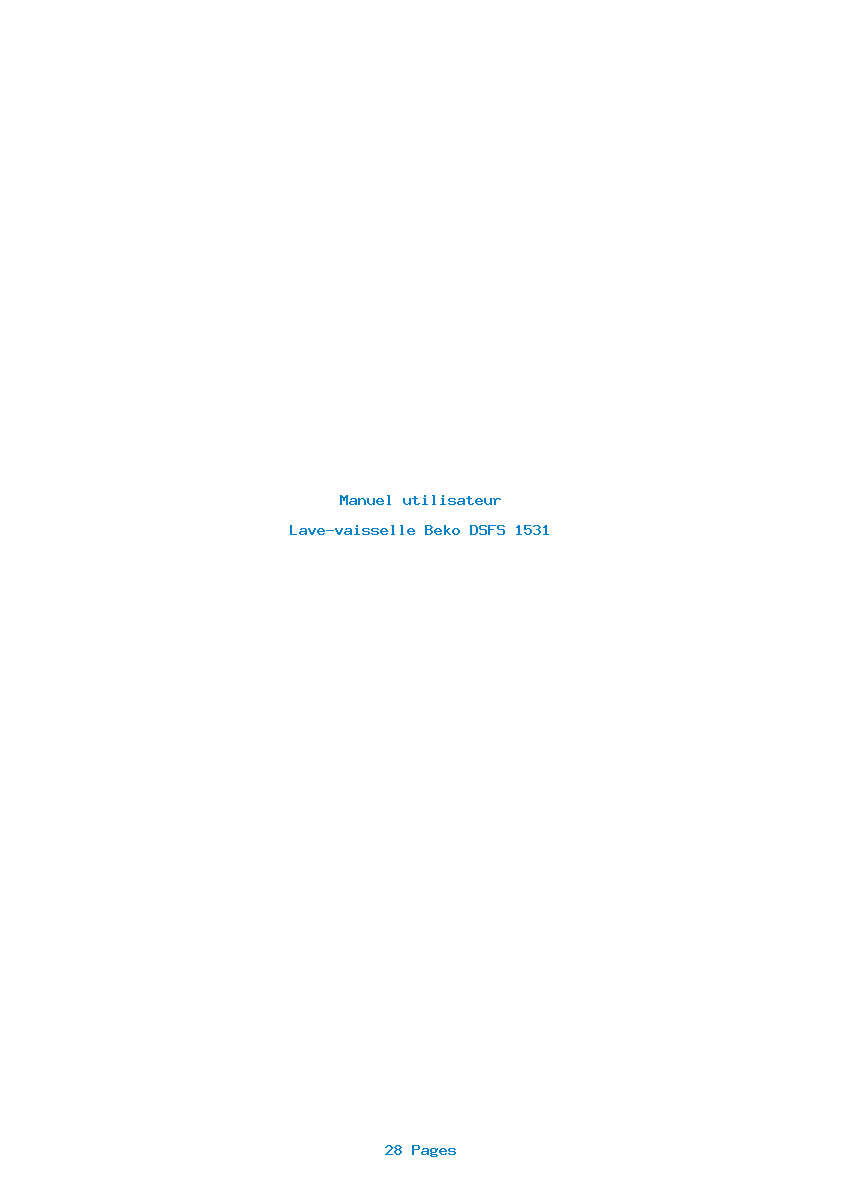 Page 1 de la notice Manuel utilisateur Beko DSFS 1531