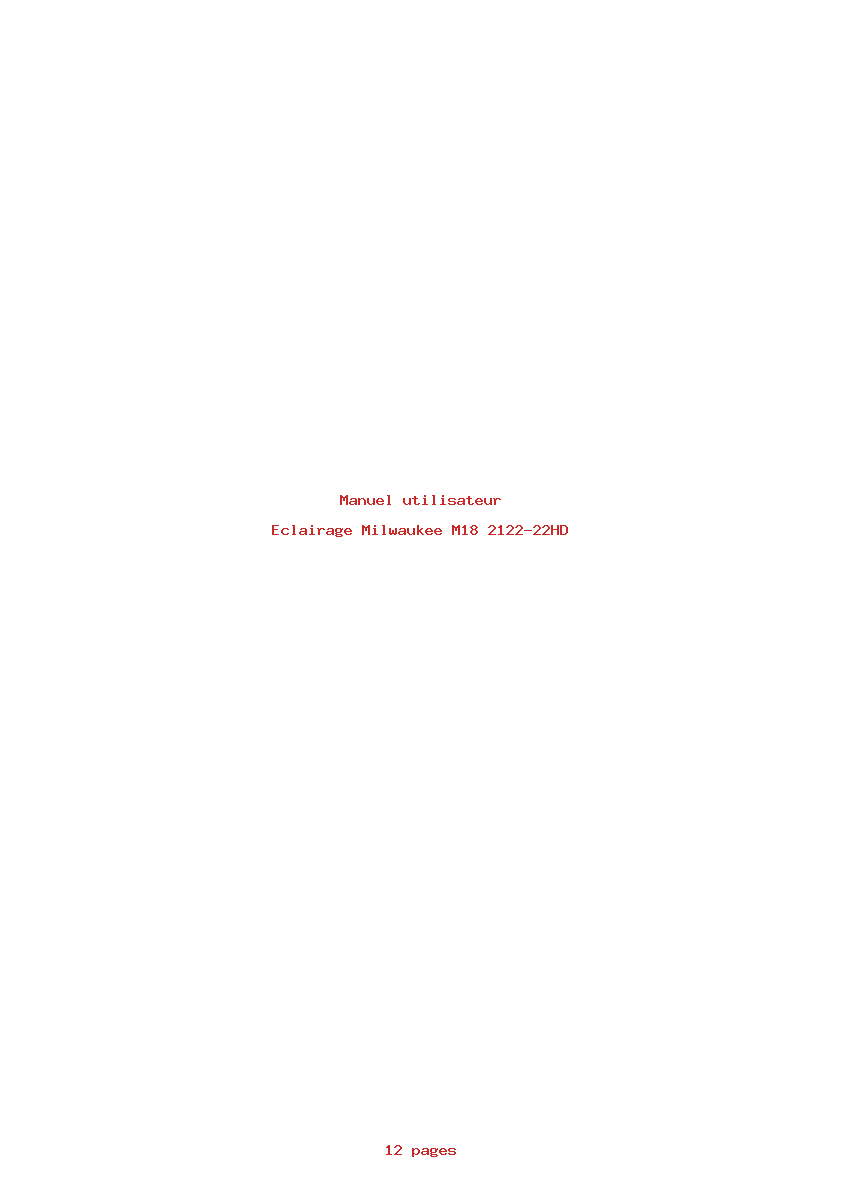 Page 1 de la notice Manuel utilisateur Milwaukee M18 2122-22HD