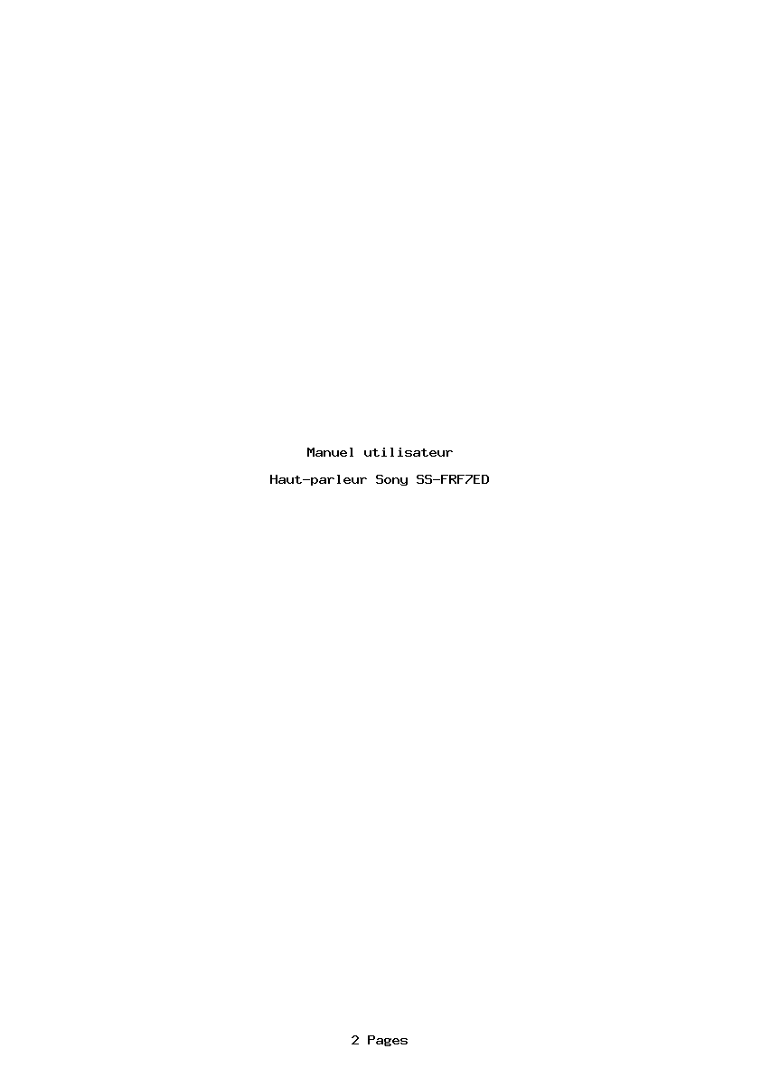 Page 1 de la notice Manuel utilisateur Sony SS-FRF7ED