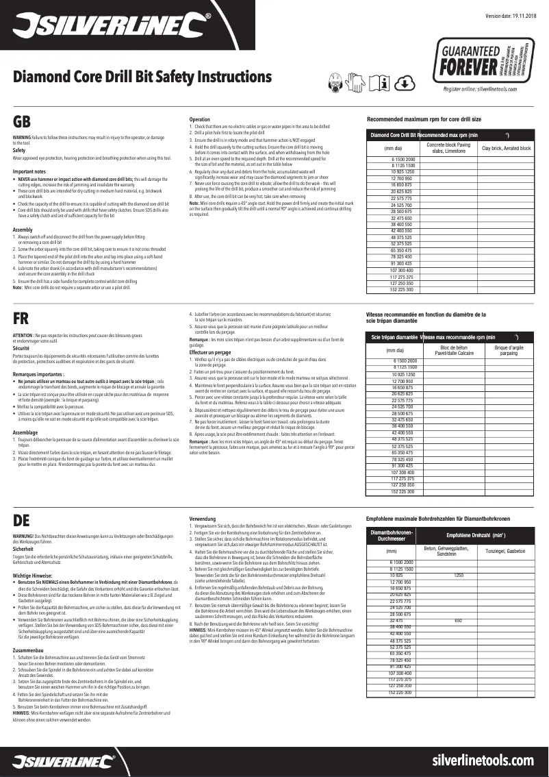 Page 1 de la notice Manuel utilisateur Silverline 891216