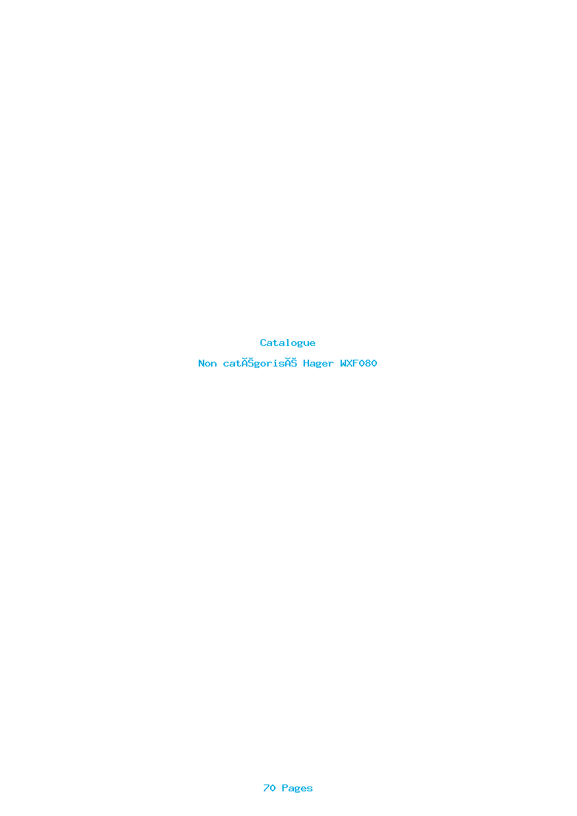 Page 1 de la notice Catalogue Hager WXF080