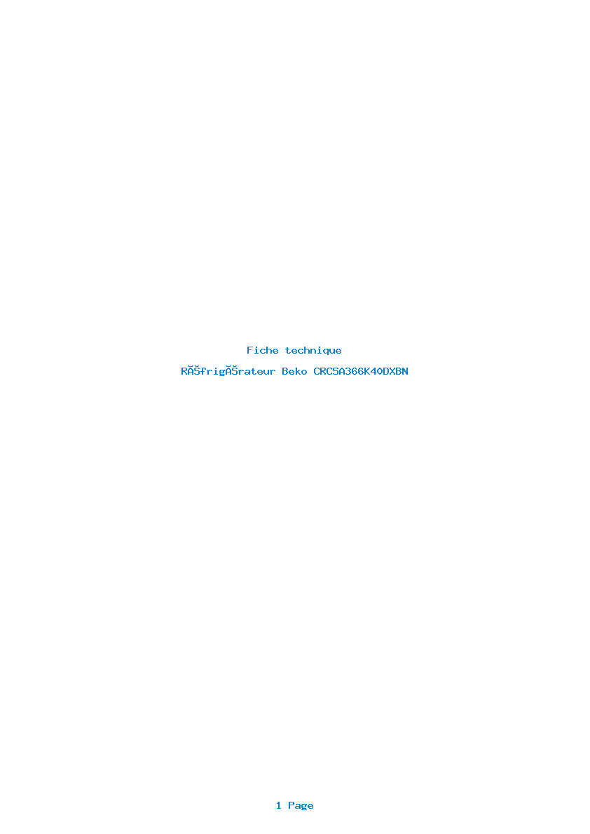 Page 1 de la notice Fiche technique Beko CRCSA366K40DXBN