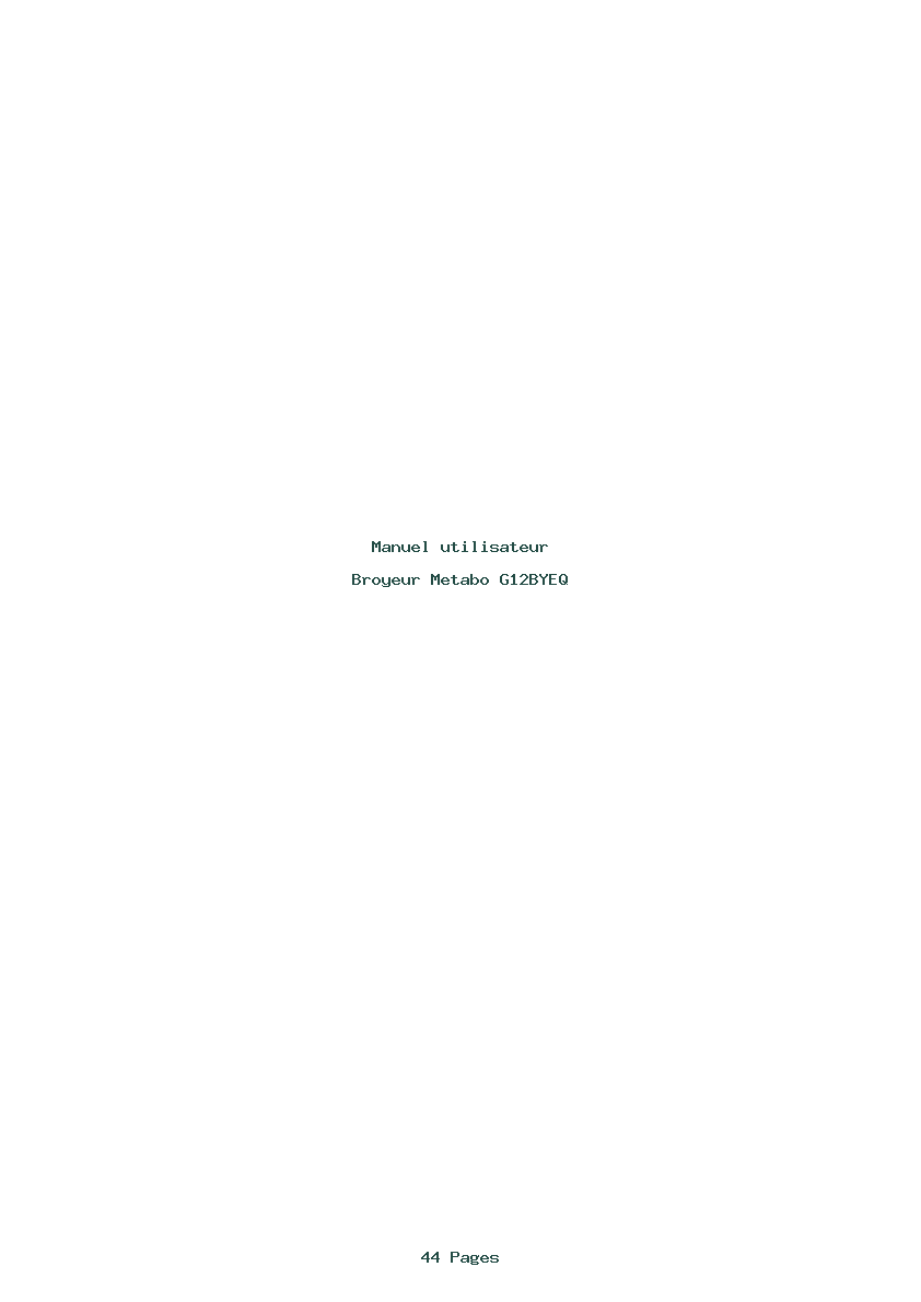 Page 1 de la notice Manuel utilisateur Metabo G12BYEQ