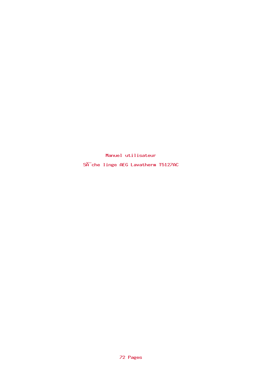 Page 1 de la notice Manuel utilisateur AEG Lavatherm T5127AC