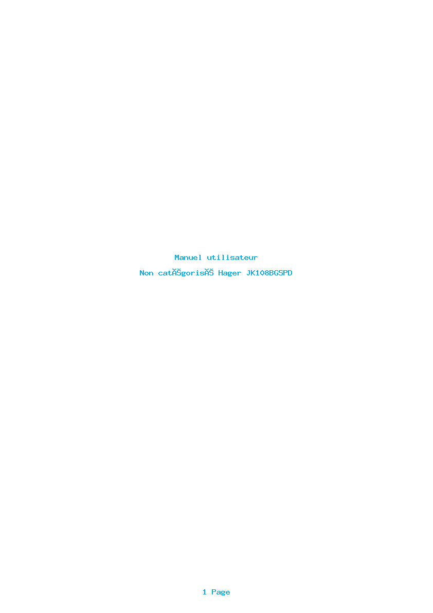 Page 1 de la notice Manuel utilisateur Hager JK108BGSPD