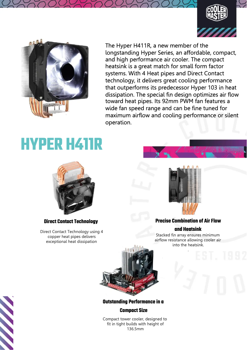 Page 1 de la notice Fiche technique Cooler Master Hyper H411R