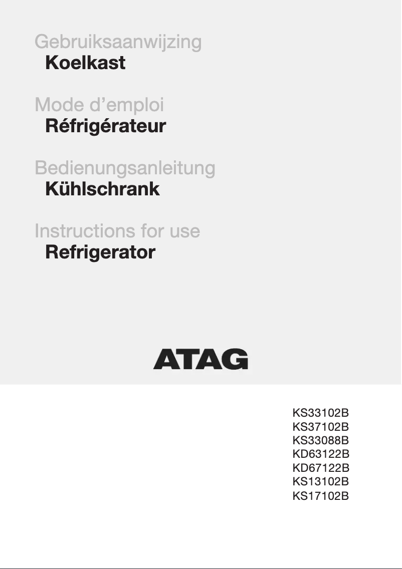 Page 1 de la notice Manuel utilisateur Atag KS37102B