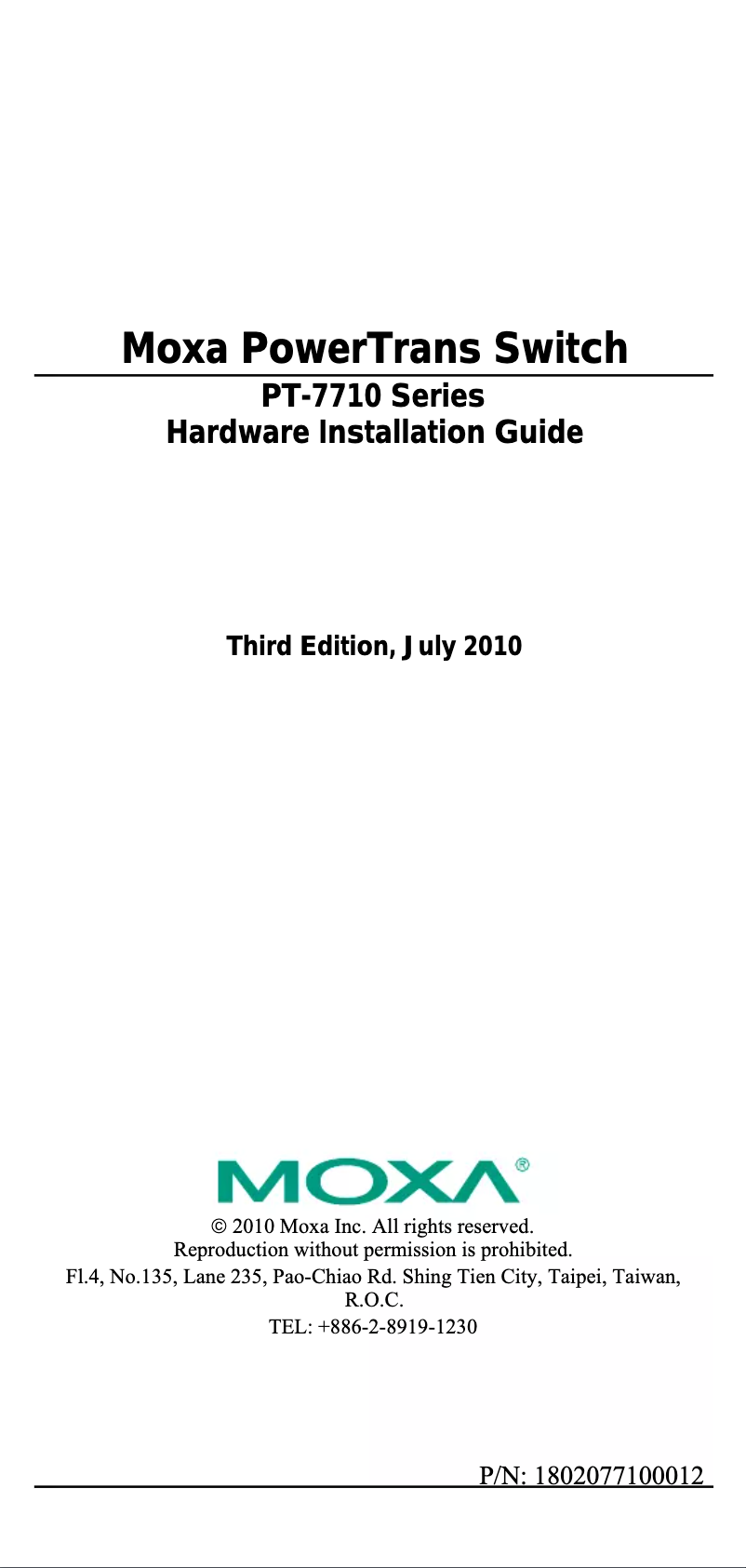 Página 1 del manual Manual de usuario Moxa PT-7710-F-HV