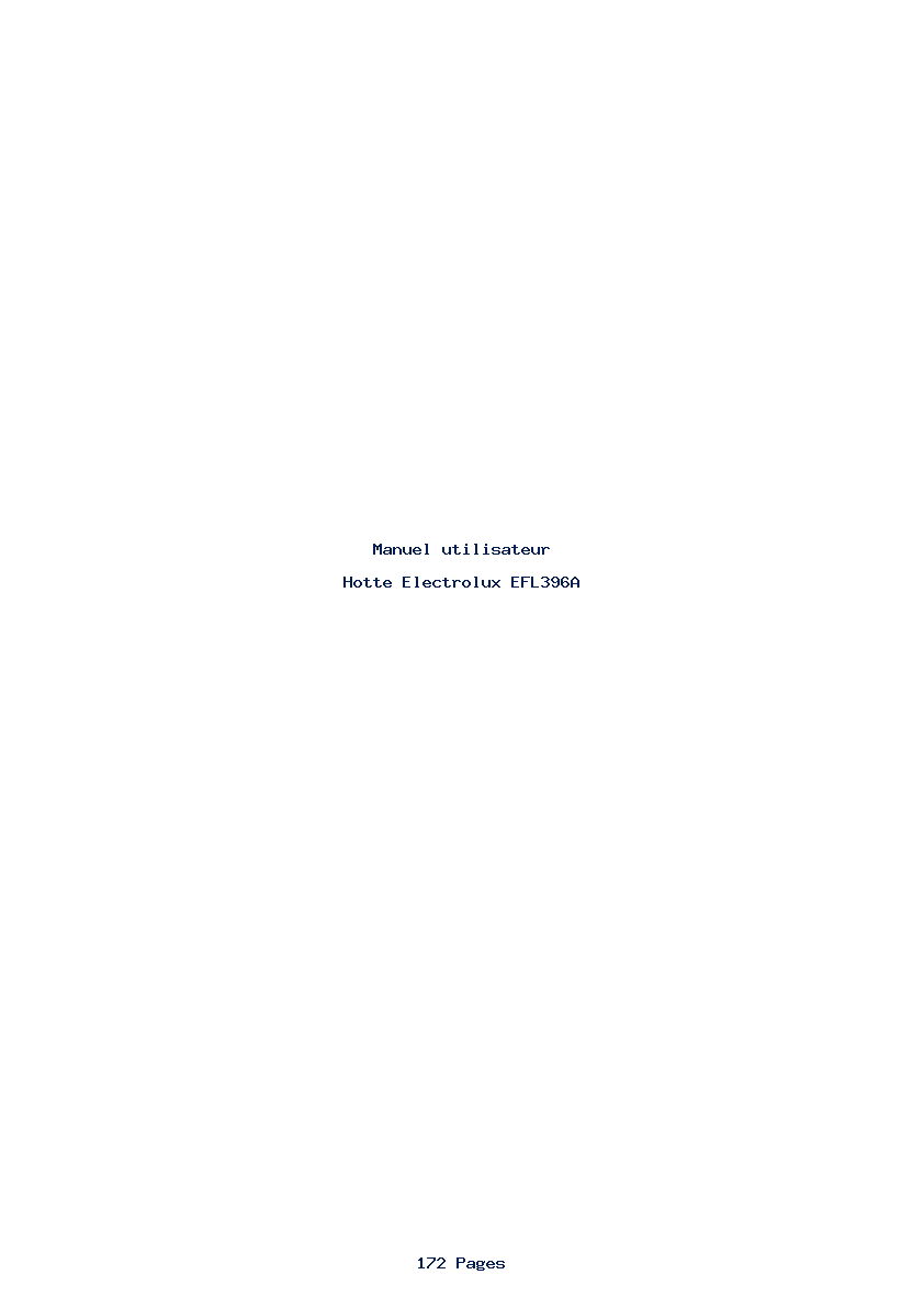 Page 1 de la notice Manuel utilisateur Electrolux EFL396A