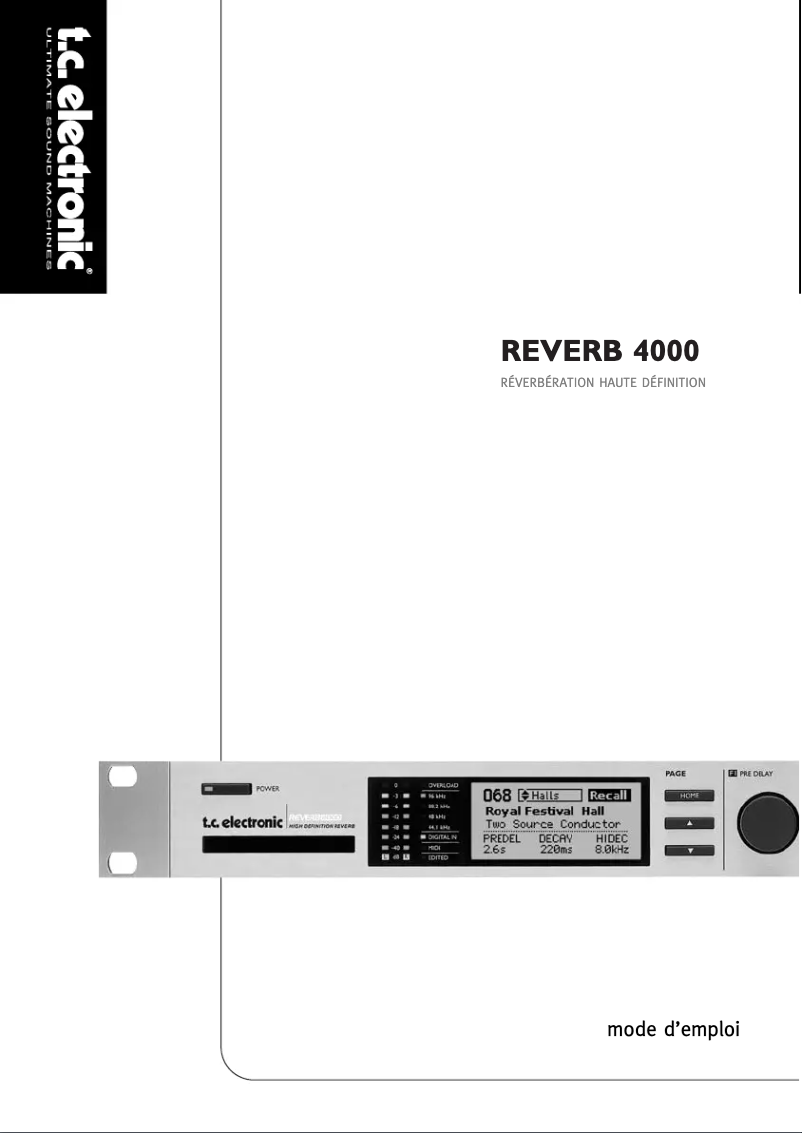 Page 1 de la notice Manuel utilisateur TC Electronic Reverb 4000