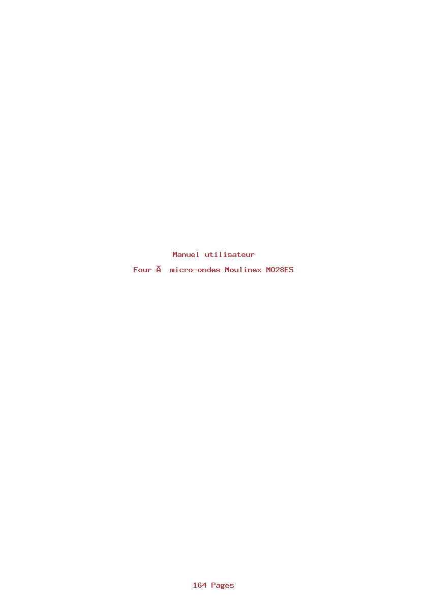 Page 1 de la notice Manuel utilisateur Moulinex MO28ES