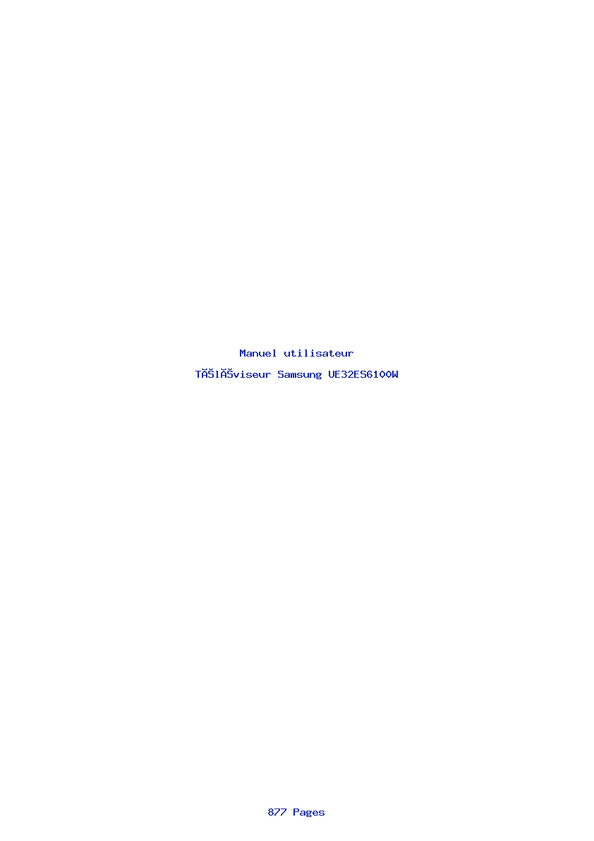 Page 1 de la notice Manuel utilisateur Samsung UE32ES6100W