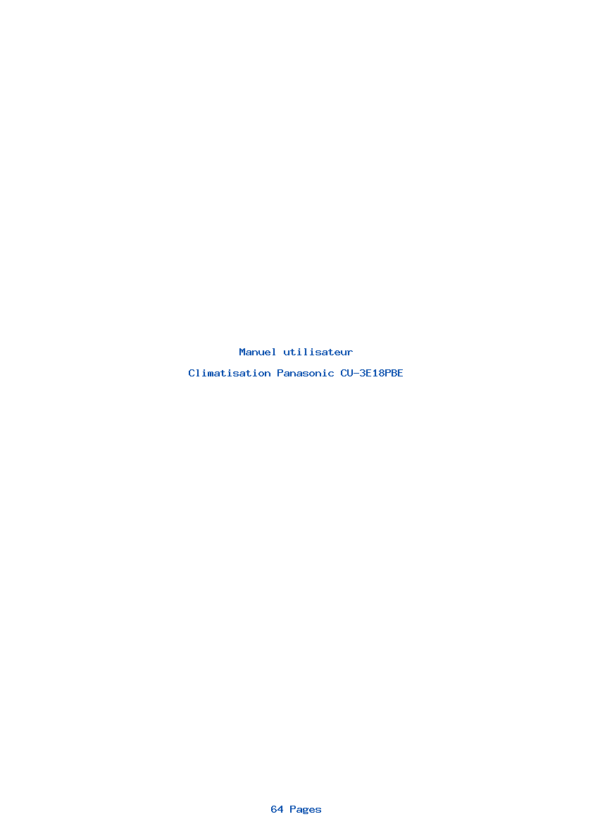 Page 1 de la notice Manuel utilisateur Panasonic CU-3E18PBE