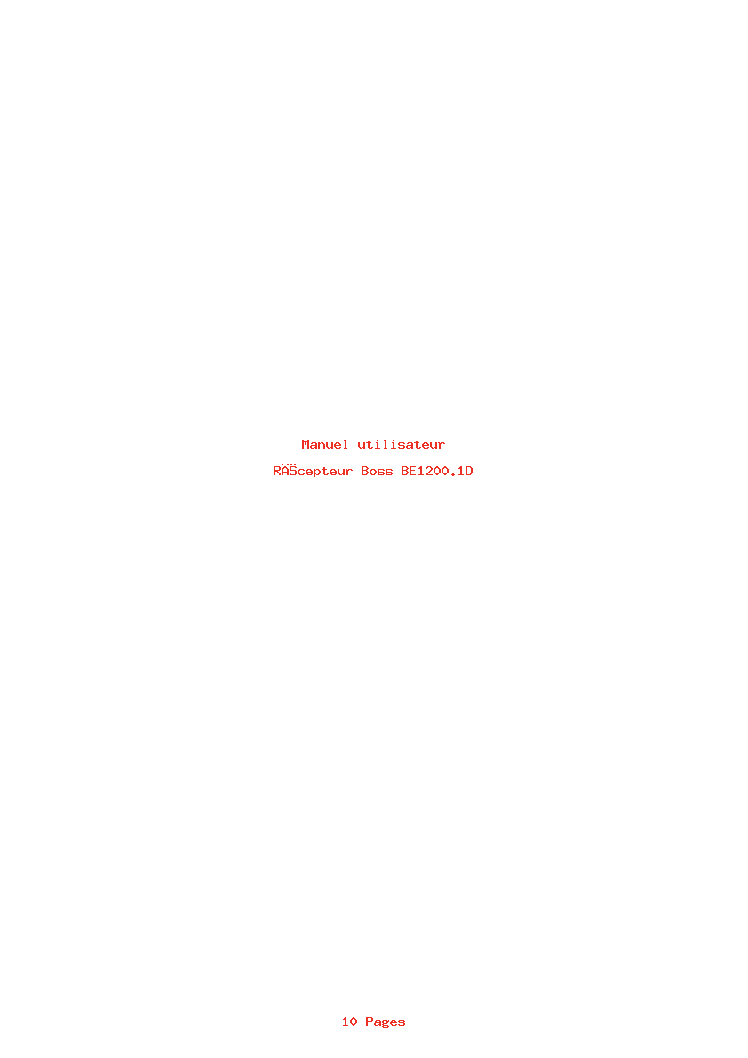 Page 1 de la notice Manuel utilisateur Boss BE1200.1D