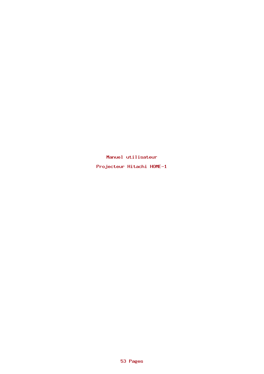 Page 1 de la notice Manuel utilisateur Hitachi HOME-1