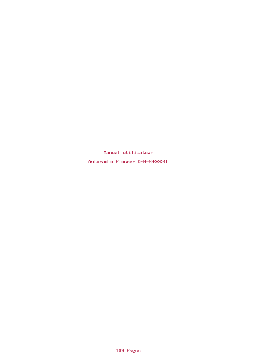 Page 1 de la notice Manuel utilisateur Pioneer DEH-S4000BT
