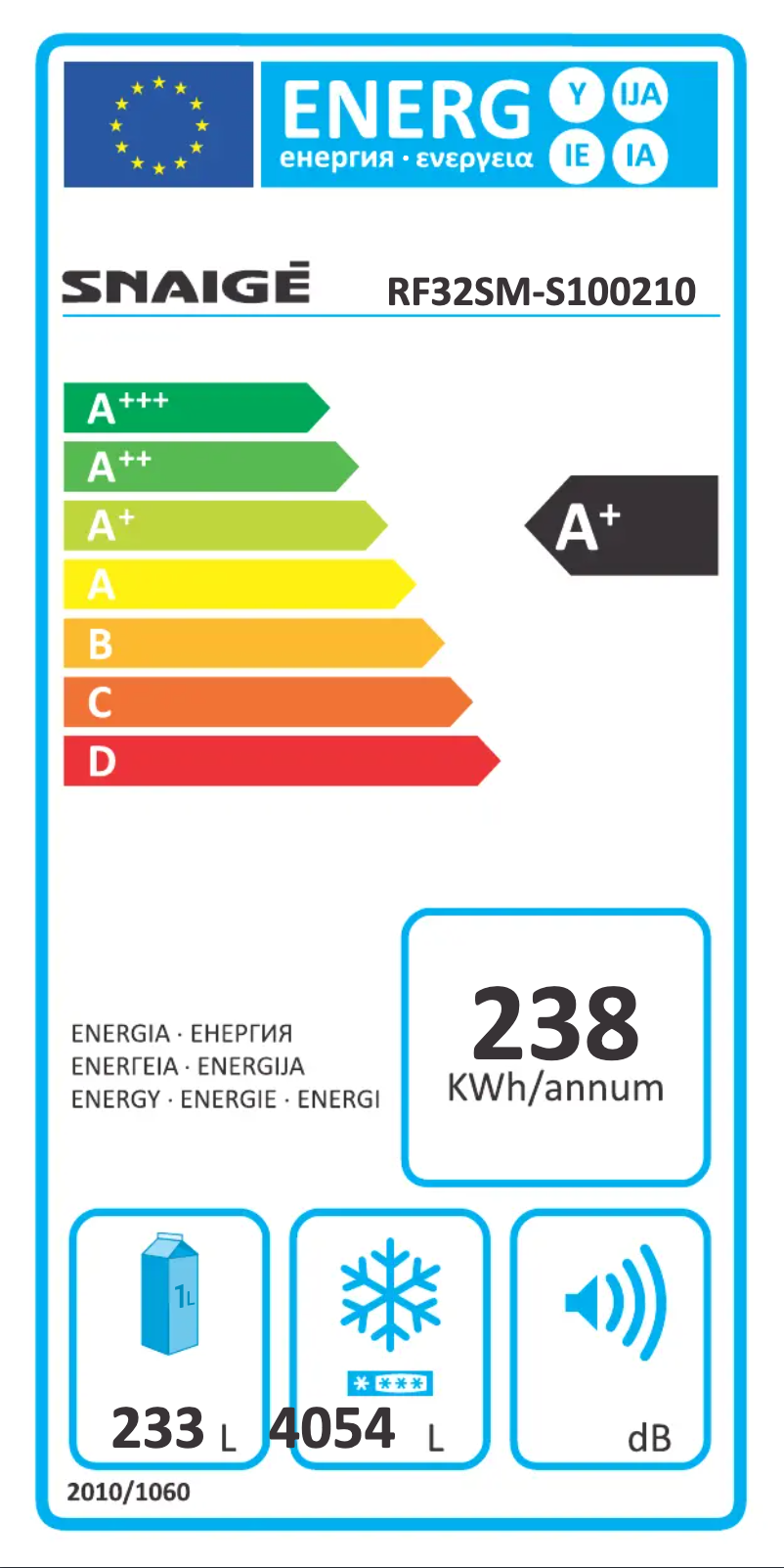 Page 1 de la notice Manuel utilisateur Snaigė Ice Logic RF32SM-S0002G0