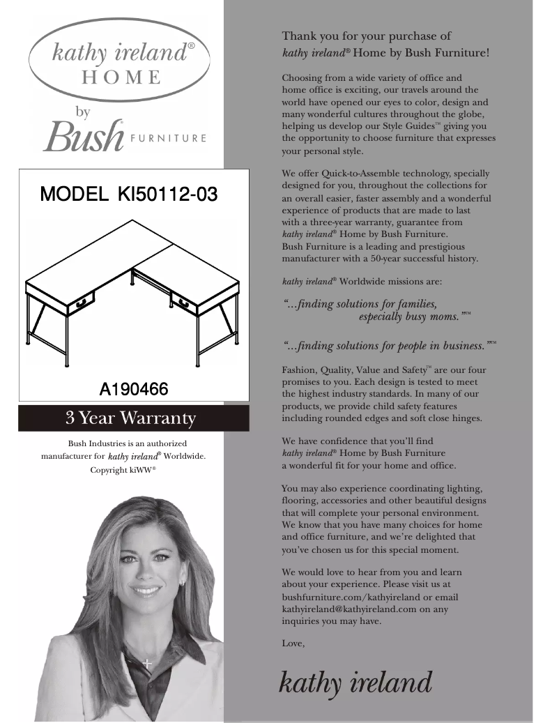 Page 1 de la notice Manuel utilisateur Bush Ironworks KI50112-03