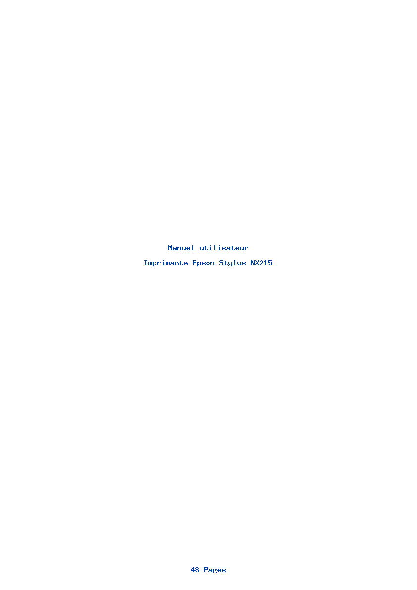 Page 1 de la notice Manuel utilisateur Epson Stylus NX215