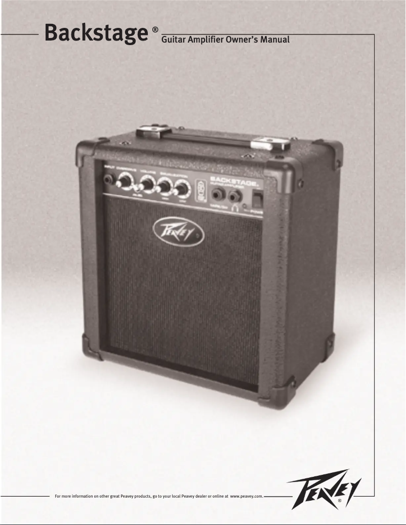 Page 1 de la notice Manuel utilisateur Peavey Backstage