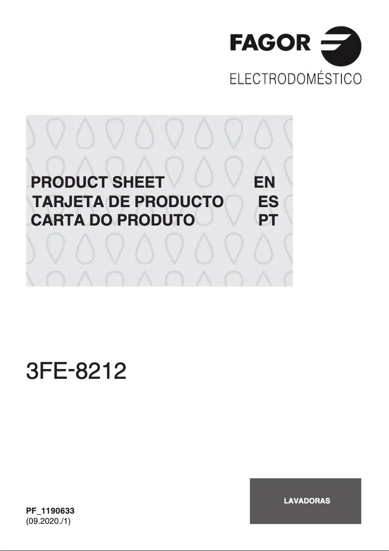 Page 1 de la notice Fiche technique Fagor 3FE-8212