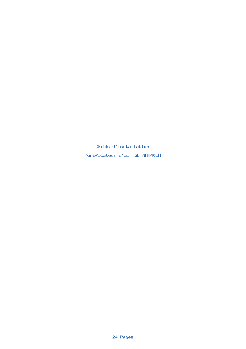 Page 1 de la notice Guide d'installation GE AHH40LH