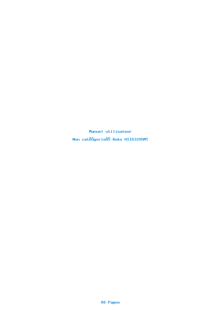Page 1 de la notice Manuel utilisateur Beko HII63205MT