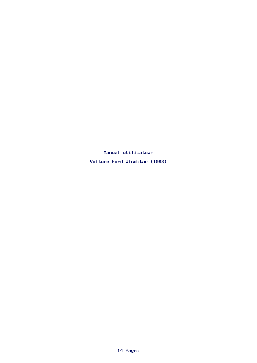 Page 1 de la notice Manuel utilisateur Ford Windstar (1998)