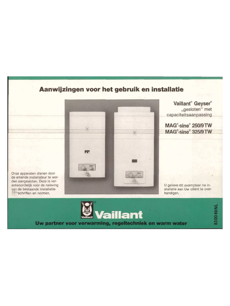 Page 1 de la notice Manuel utilisateur Vaillant MAG-sine 325/9 TW