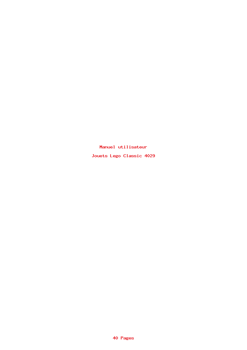 Page 1 de la notice Manuel utilisateur Lego Classic 4029