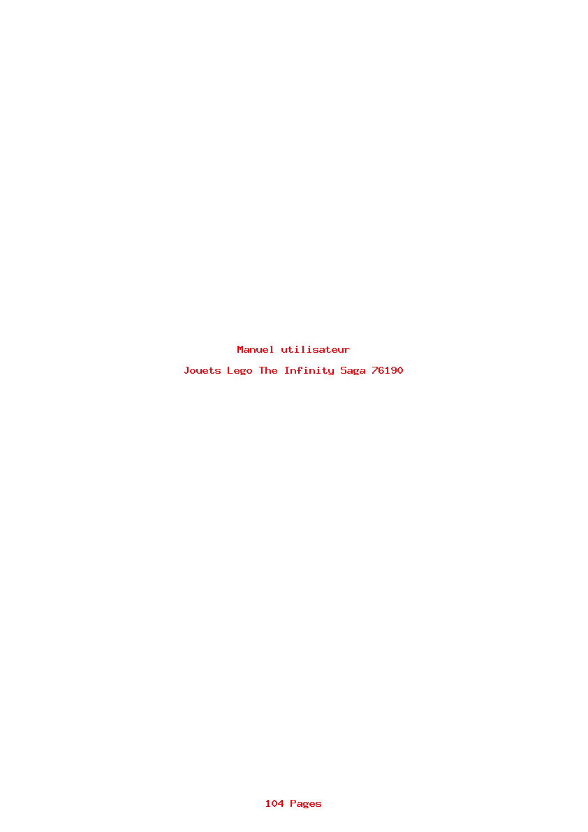 Page 1 de la notice Manuel utilisateur Lego The Infinity Saga 76190