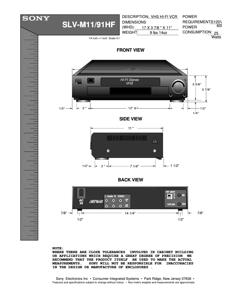 Page 1 de la notice Guide d'installation Sony SLV-M11HF