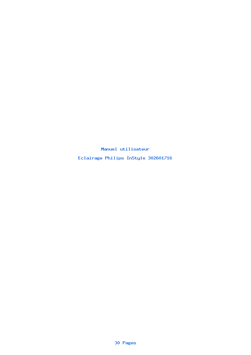 Page 1 de la notice Manuel utilisateur Philips InStyle 302601716