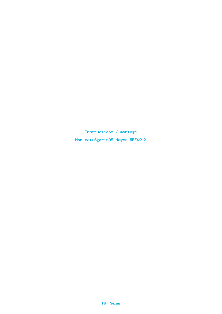 Page 1 de la notice Instructions / montage Hager REE001X