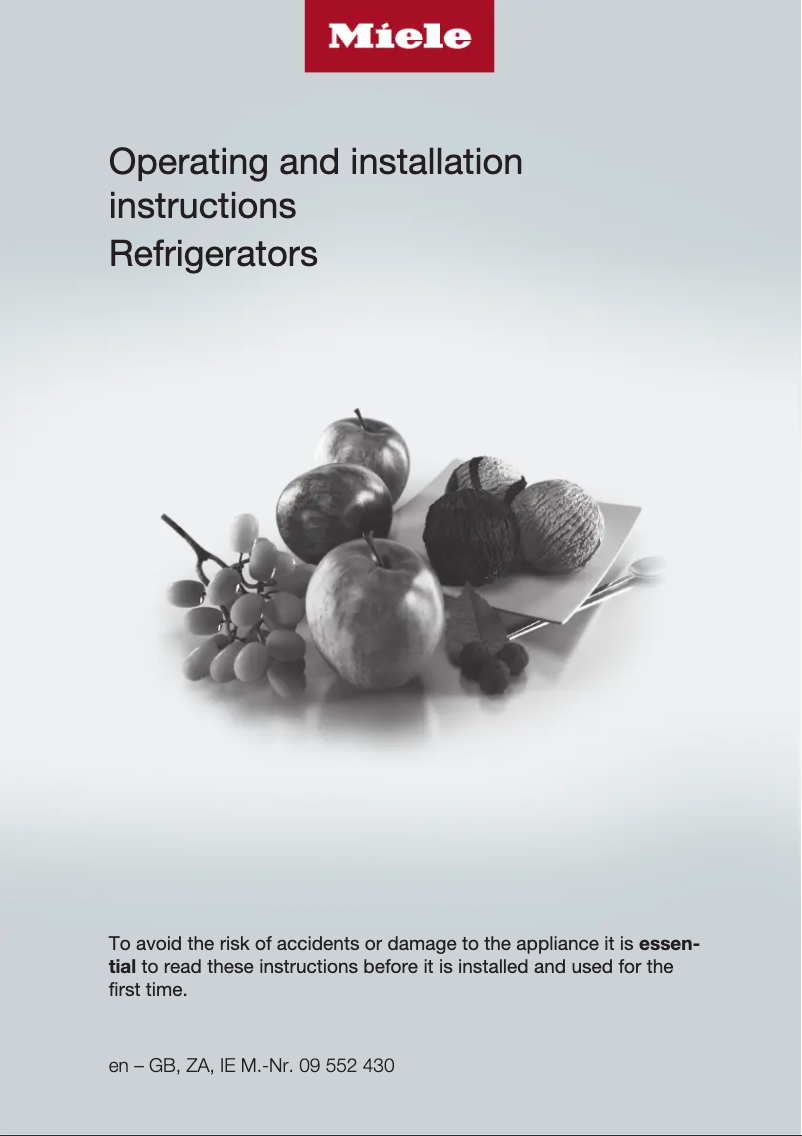 Page 1 de la notice Guide d'installation Miele K 12020 S-1