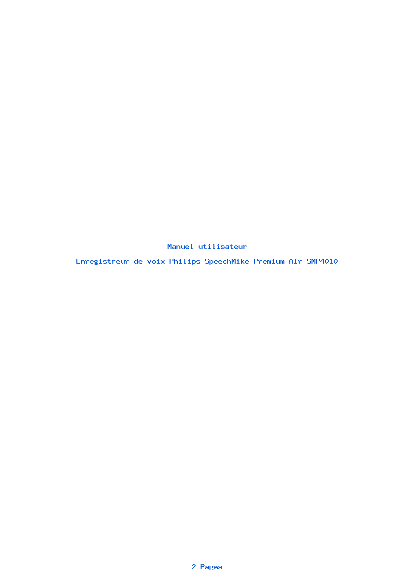 Image de la première page du manuel de l'appareil SpeechMike Premium Air SMP4010