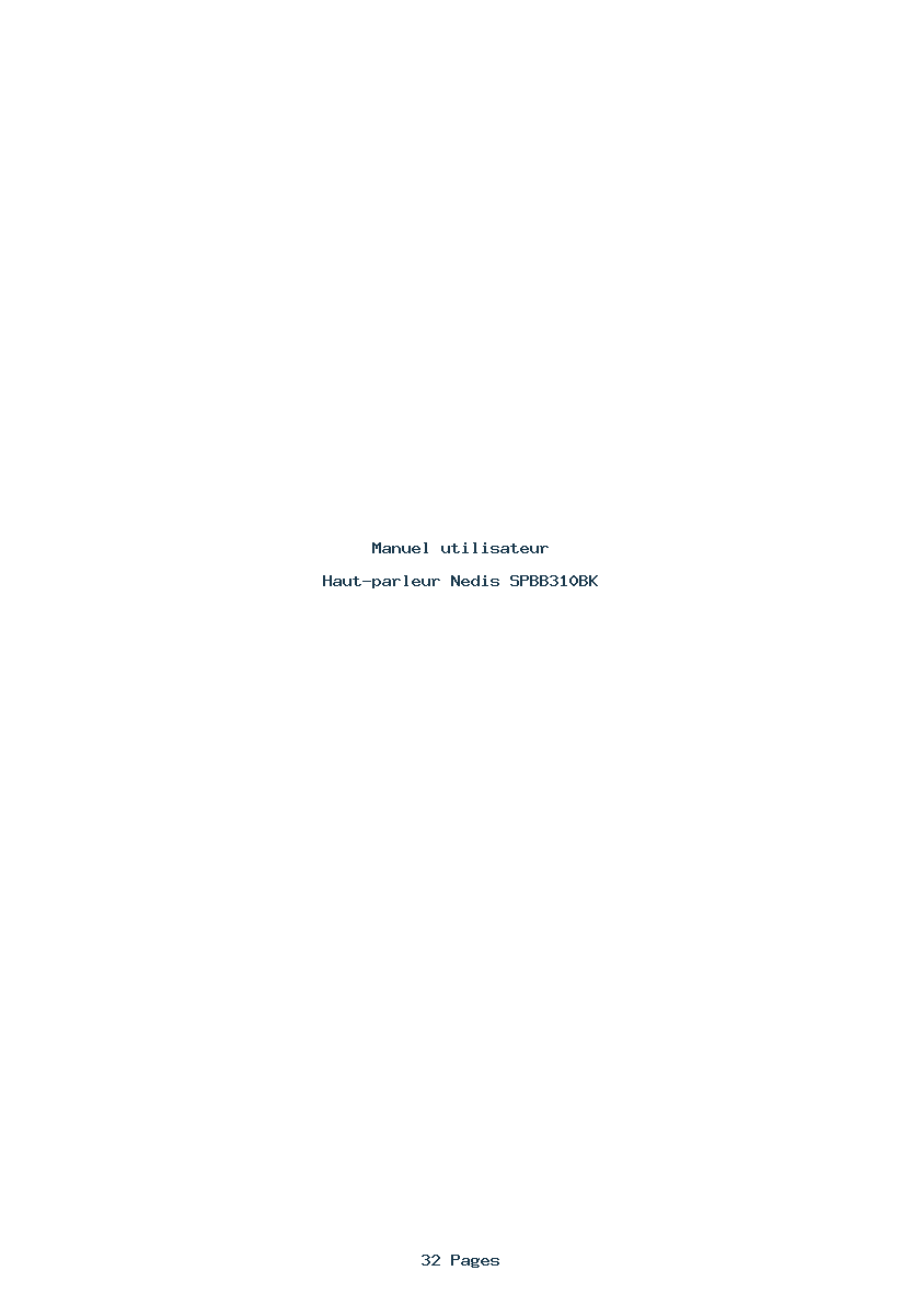 Page 1 de la notice Manuel utilisateur Nedis SPBB310BK