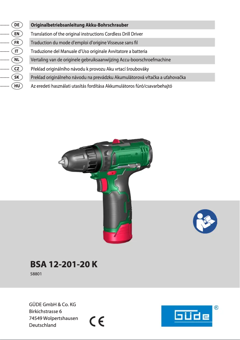 Page 1 de la notice Manuel utilisateur Güde BSA 12-201-24K