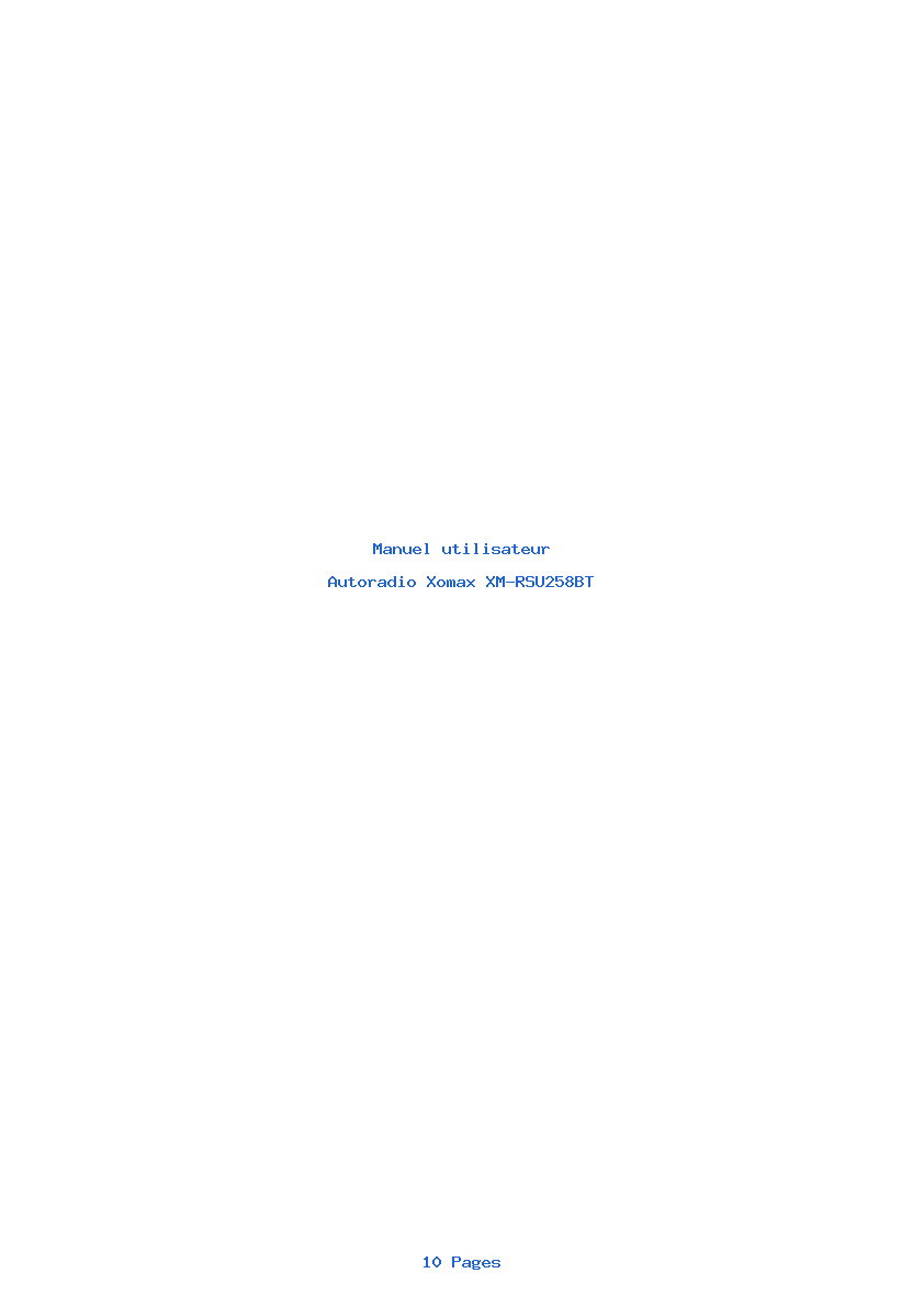 Page 1 de la notice Manuel utilisateur Xomax XM-RSU258BT