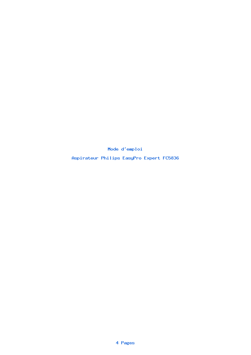 Page 1 de la notice Mode d'emploi Philips EasyPro Expert FC5836