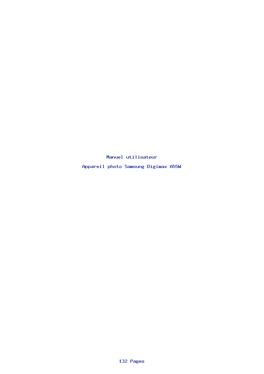 Page 1 de la notice Manuel utilisateur Samsung Digimax A55W