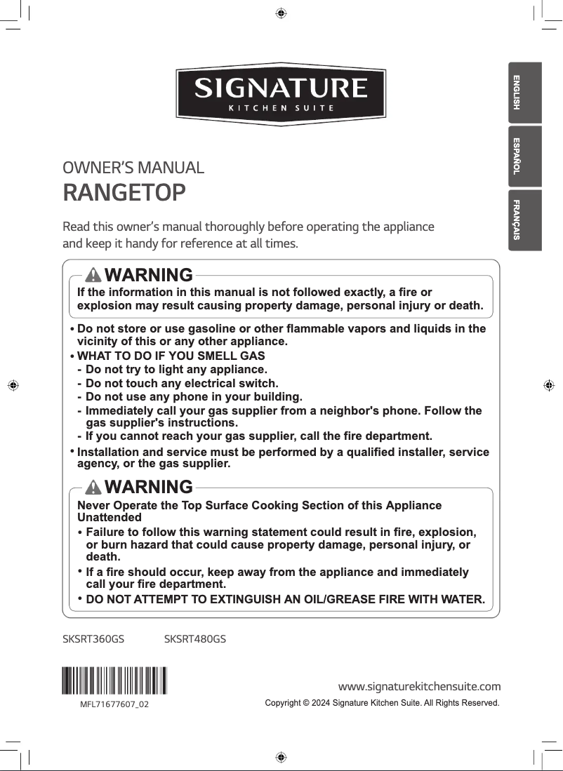 Página 1 del manual Manual de usuario Signature SKSRT480GS