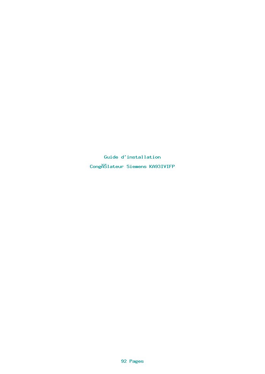 Page 1 de la notice Guide d'installation Siemens KA93IVIFP