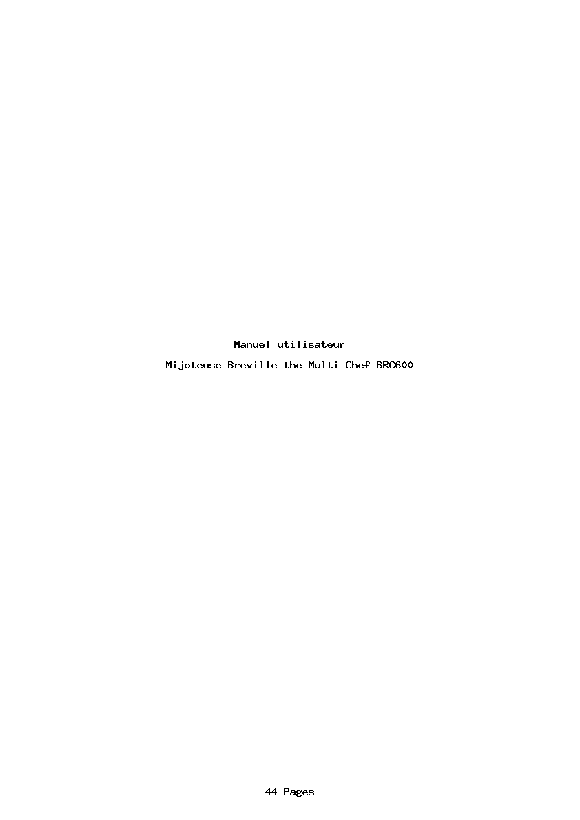 Page 1 de la notice Manuel utilisateur Breville the Multi Chef BRC600